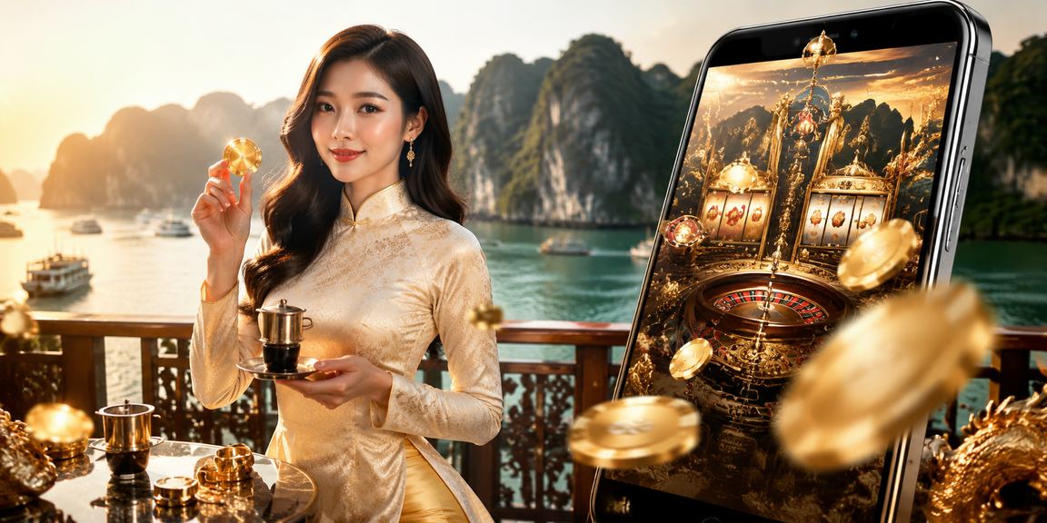 Người dùng Việt xem giao diện t05 trên di động với bối cảnh Hạ Long
